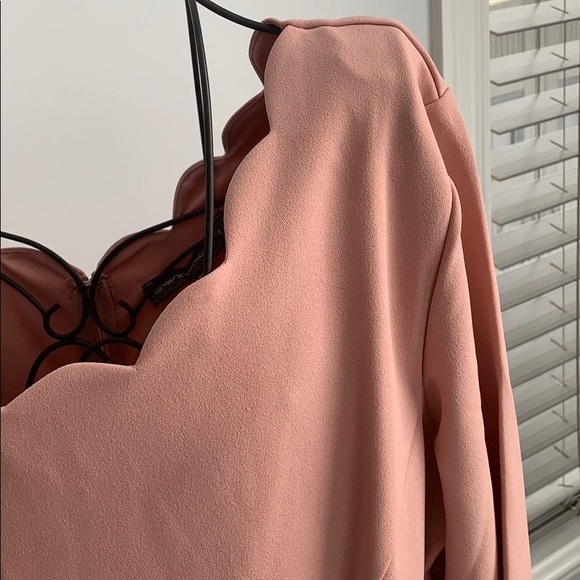 Blush Pink Scalloped Midi Dress - Picture 3 of 5